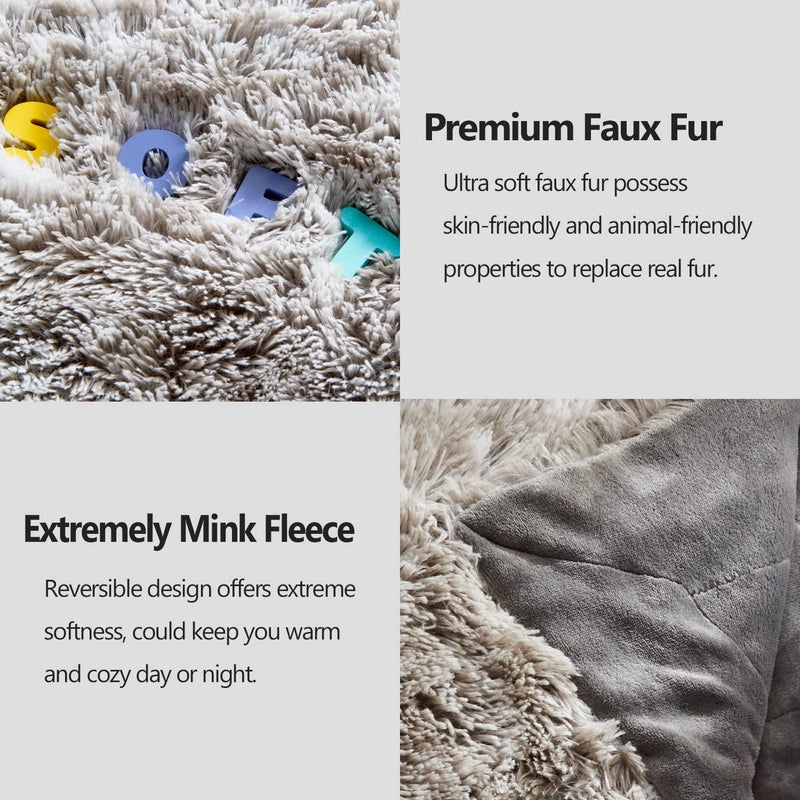 GONAAP Fuzzy Faux Fur Throw Blanket Frosty Grey Super Soft Cozy Plush Fuzzy Shaggy Blanket for Couch Sofa Bed (Frosty Grey, Throw(50"x60")) - Image 5